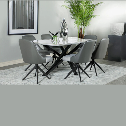 Paulita 7-piece Rectangular Dining Set White and Grey