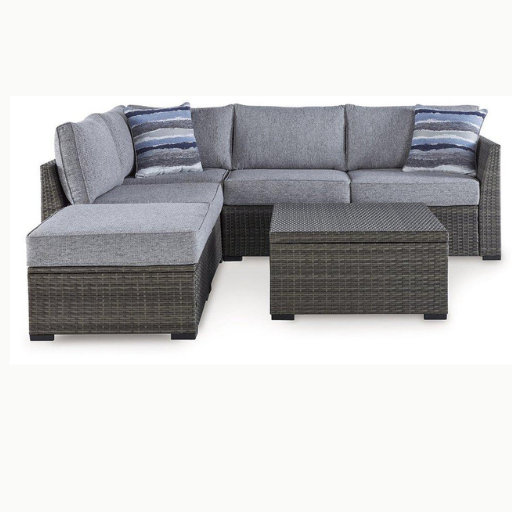 Petal Road Outdoor Loveseat Sectional/Ottoman/Table Set (Set of 4)